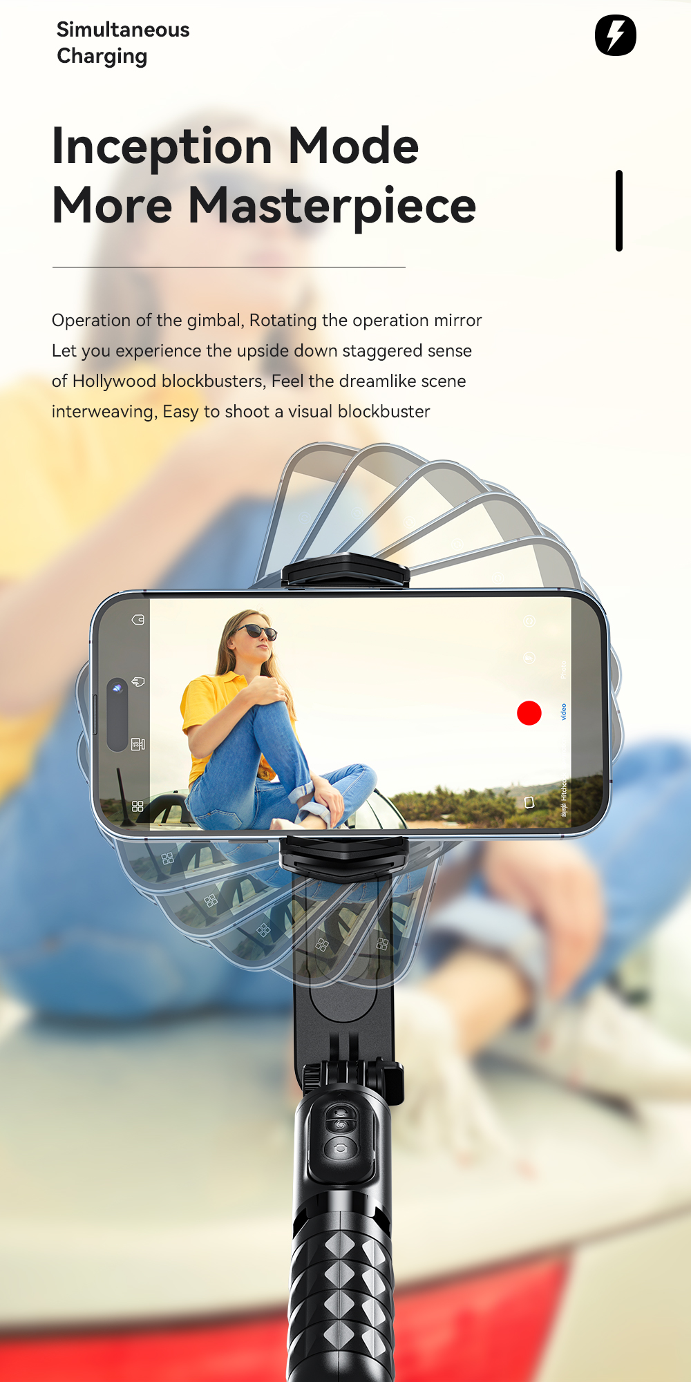 Essager 2022 Yunxiang Single-axis Gimbal Stabilizer Phone Holder With LED Fill Light Handheld Mobile Phone Stand