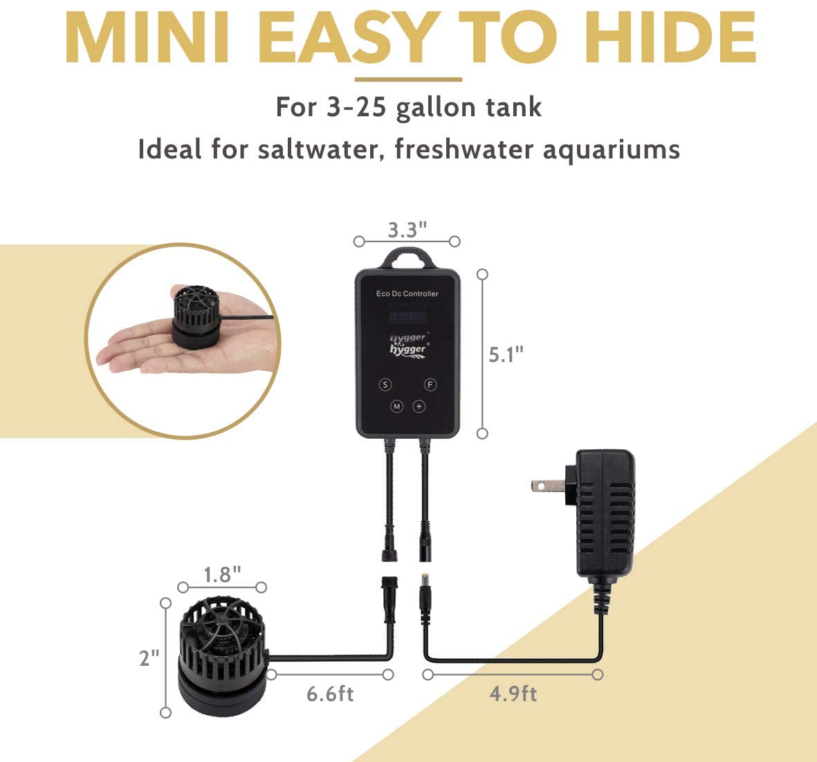 Hygger DC12V 14W Submersible Aquarium Wave Maker