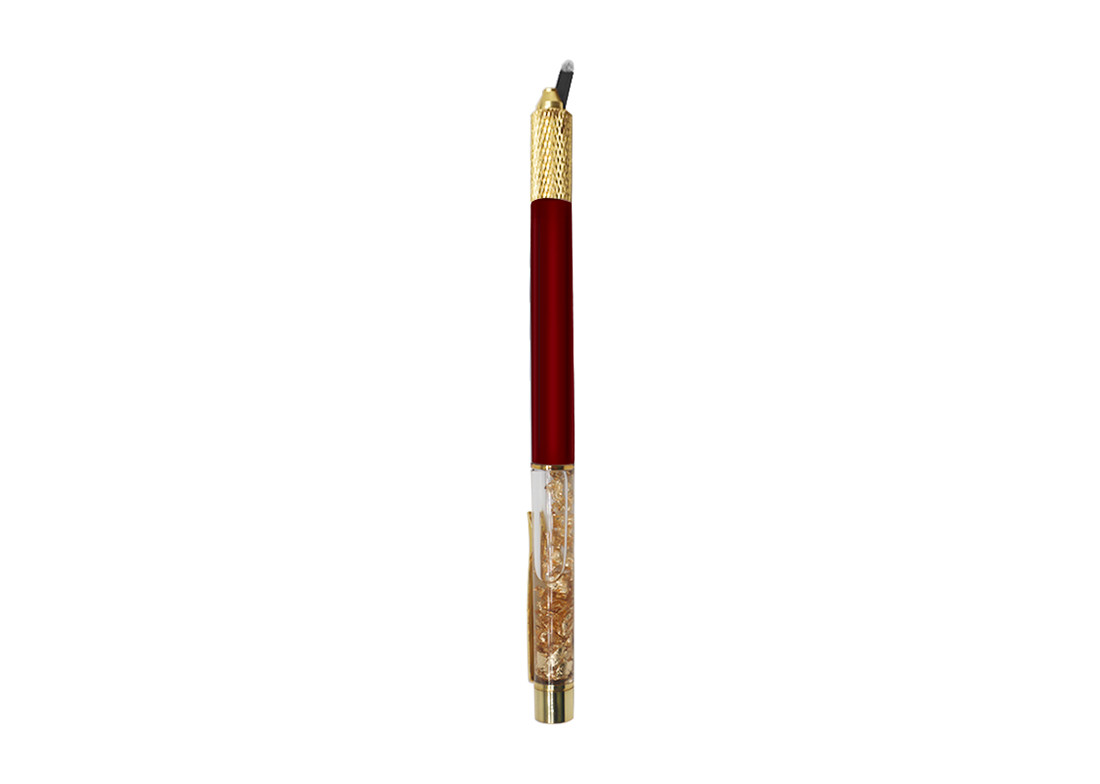 Gold Foil Manual Tattoo Eyebrow Microblading Pens With Lock Pin Tech