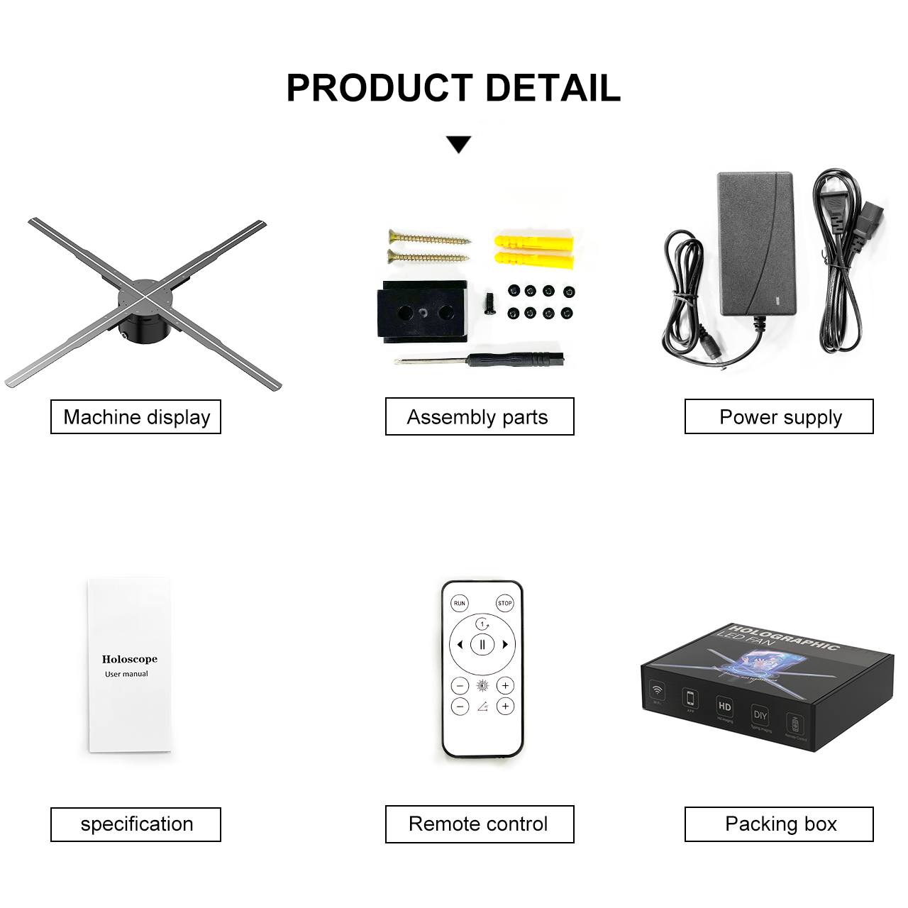 65cm LED Fan 3D Hologram Display Controlled by Wifi App for Hospital Product Promotion