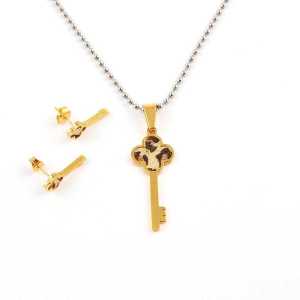 South American Fashion Stainless Steel Earrings With Matched Pendant Necklace