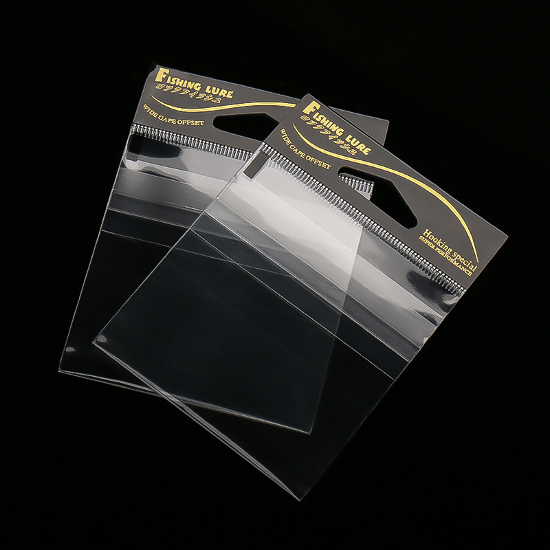 Transparent Header Card Cellophane Self Adhesive Packing OPP Bag for Fishing Hooks