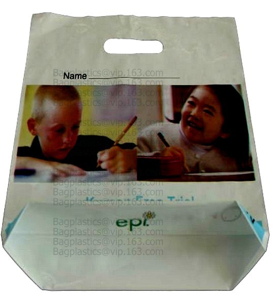 Custom logo HDPE / LDPE patch handle die cut plastic shopping bag for carrying bread,Die Cut Handle Shopping Bag bagease
