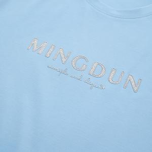 Weaving method knitted Regular Fit Spring Summer Blue 100% Cotton T Shirt for