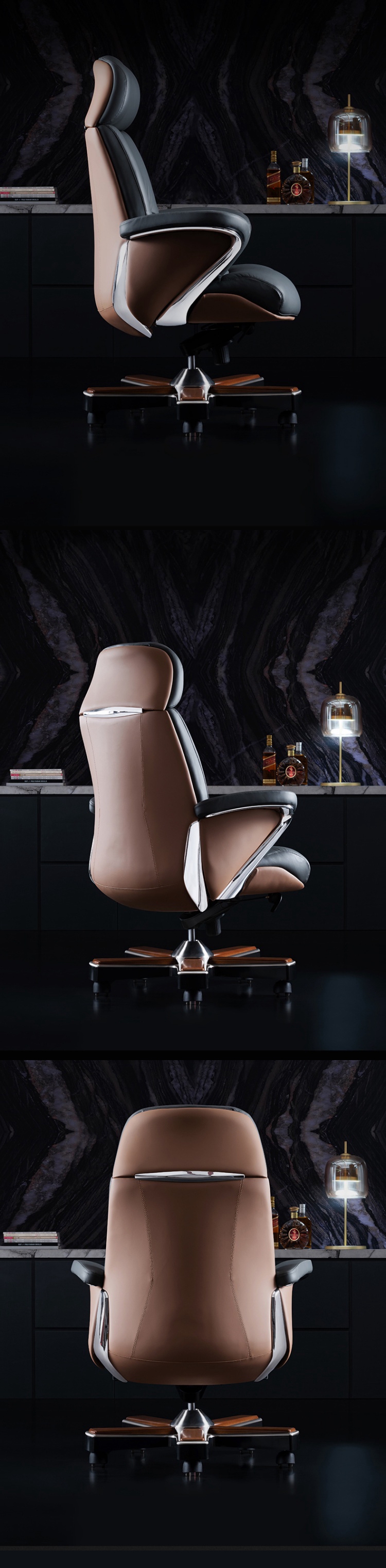 Adjustable Lifting Function Lift Chair Italian Light Luxury Leather Boss Office Chair