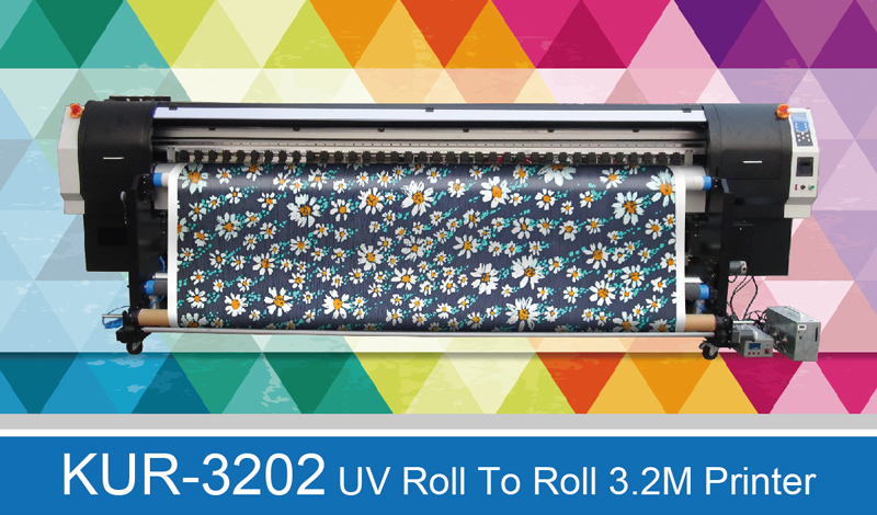 Wide format uv roll to roll printer for all soft materials KUR-3202