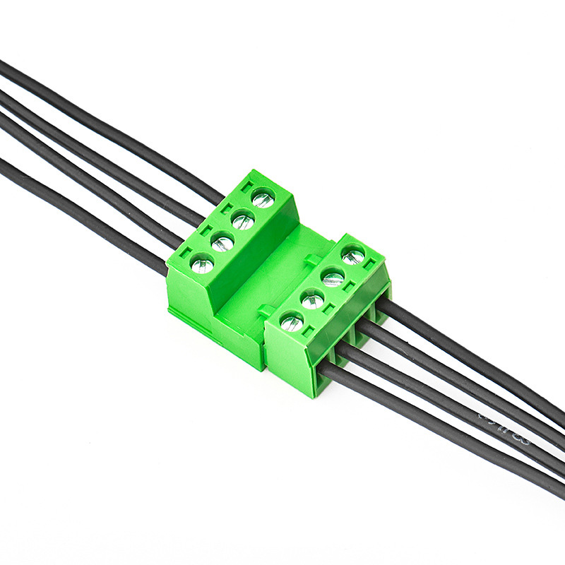 300V Rated Voltage Oem Odm Cable Crimping Copper Round Wire Green PCB Terminal Block