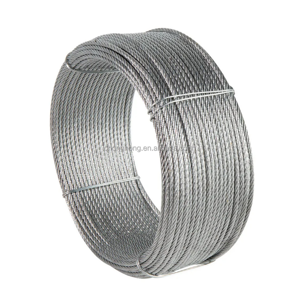 6X19 FC 8X19 6X7 FC IWRC 6X12 7FC 6X19 FC IWRC 6X24 7FC 6X37 Non-Alloy Galvanized Steel Wire Rope for Tough Construction