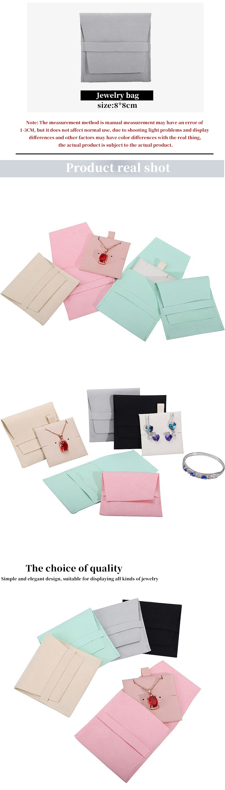 Soft Touch Microfiber Jewelry Storage Pouch with Removable Divider for Earrings