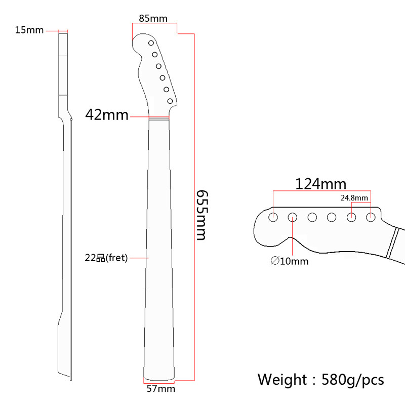 Rosewood Fingerboard 6 String TL Electric Guitar Neck Replacement
