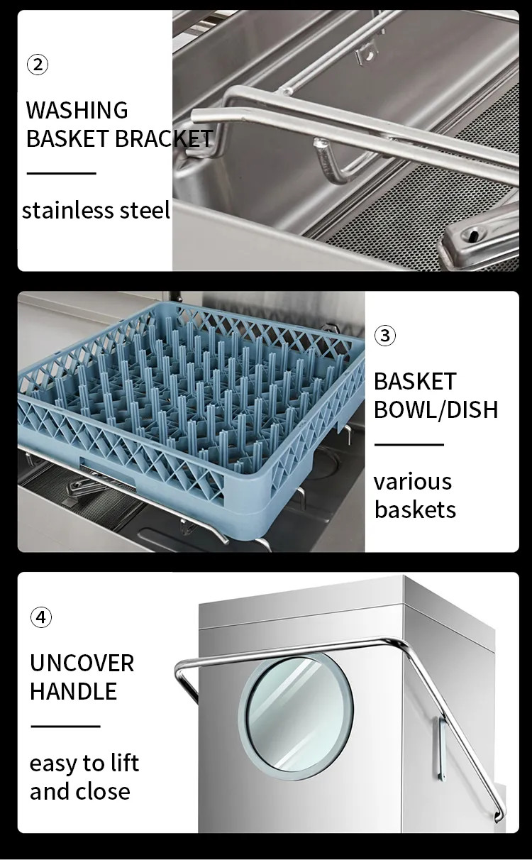 OEM Hood Type Dishwasher Freestanding Conveyor Restaurant Dishwashing Equipment