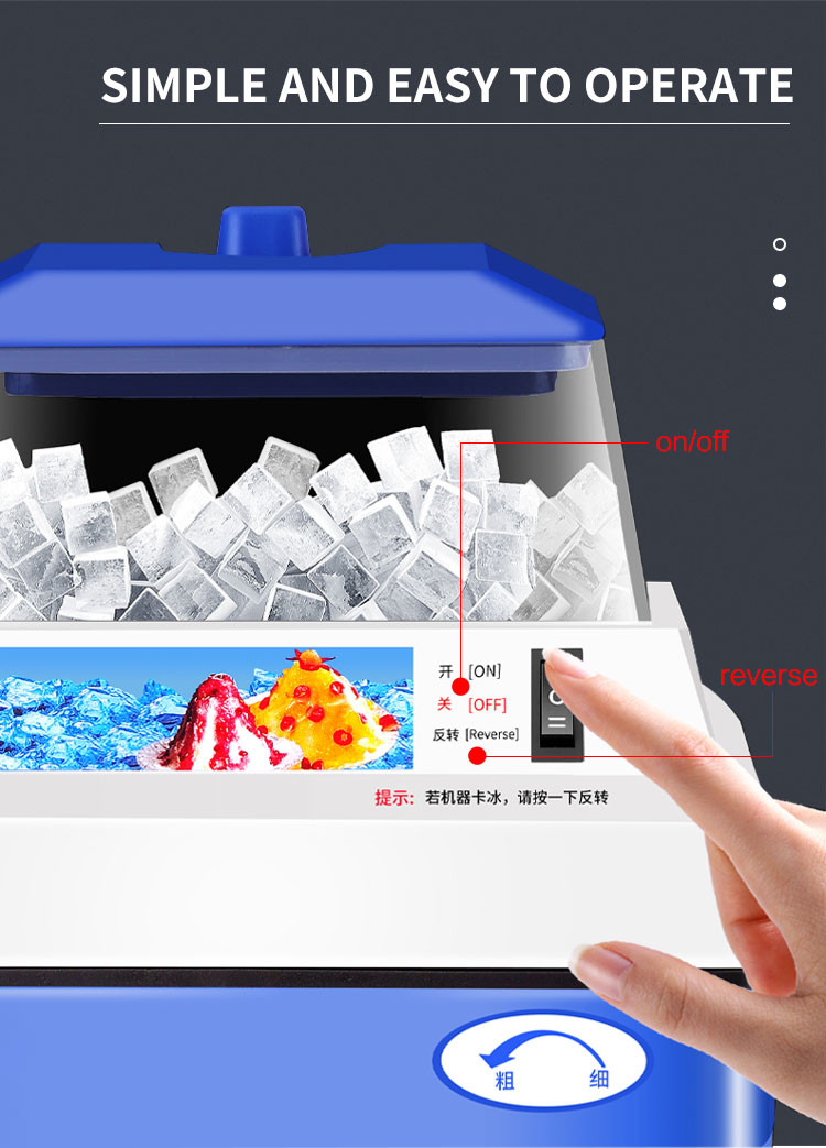 300KGS Per Hour Snow Ice Shaver Machine 320rpm Commercial Shaved Ice Maker 300w