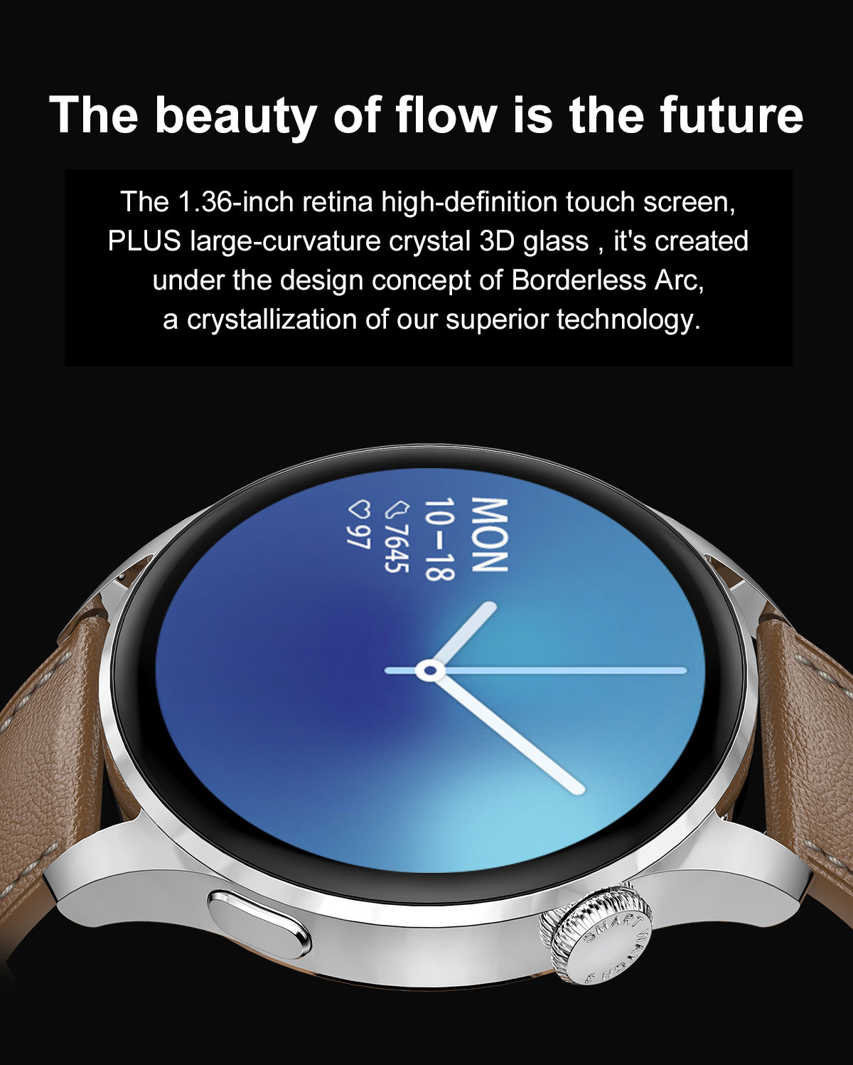 1.36inch IP68 Waterproof BlE5.0 DT Smart Watch ECG PPG For Heart Rate