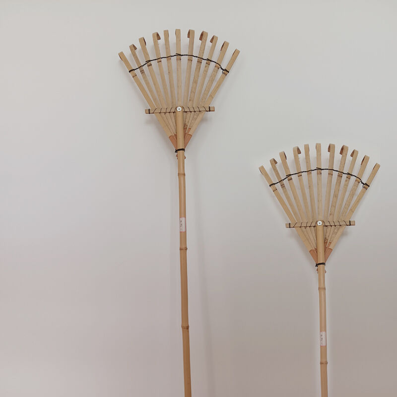 Factory Hot Sales Garden Bamboo Rake Farm Tool Bamboo Frame Leaf Collector Garden Leaf Rakes