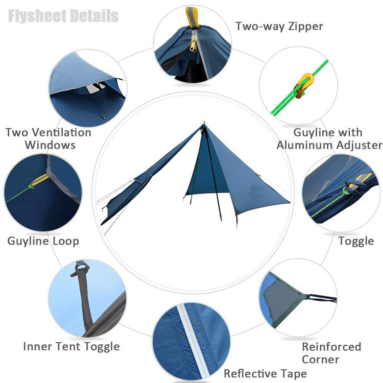 1 Person 3 Season 20D Nylon Ultralight Backpacking Tent For Camping Hiking Climbing