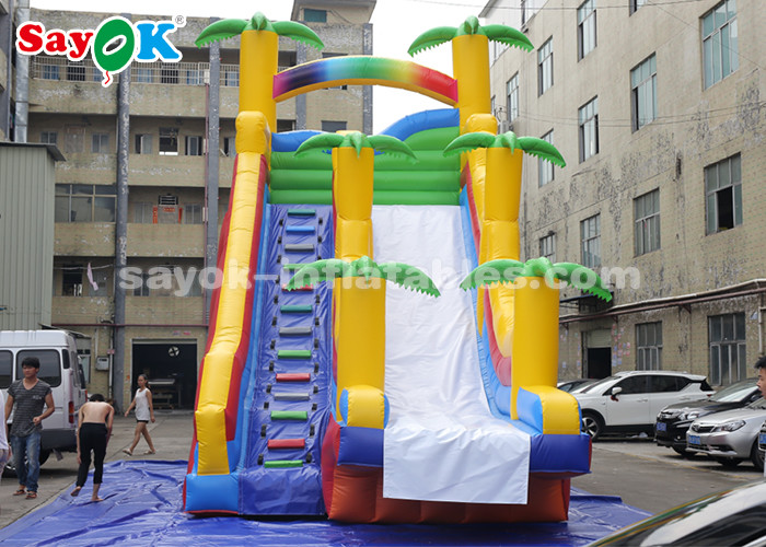 Commercial Inflatable Slide 8*4*7m PVC Coconut Tree Inflatable Bouncer Slide With Two Air Blower For Kids