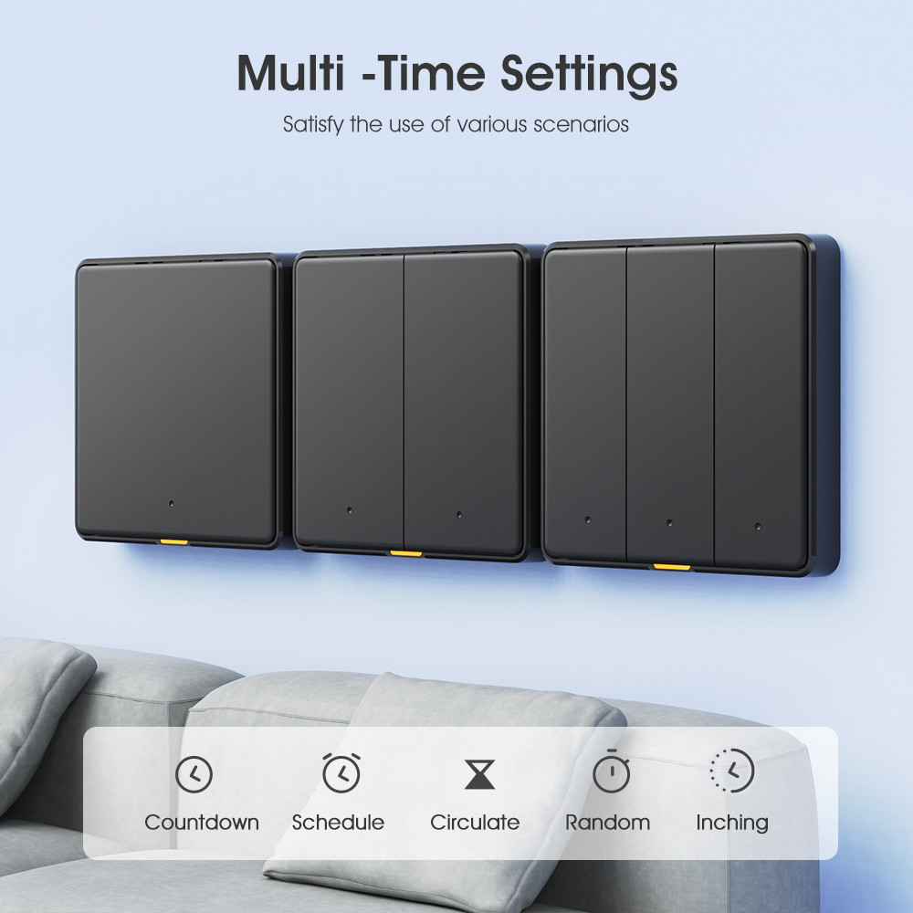 Tuya WiFi RF433 Smart Wall Switch, 110-250V, No Neutral Wire Required, Voice Control with Alexa, Google Home, Tmall Genie, and App Timing Features