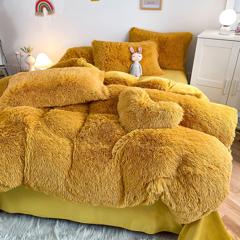 Age Group Adult Child Ginger Color Plain Dyed Duvet Cover Set for Winter Bed Linen