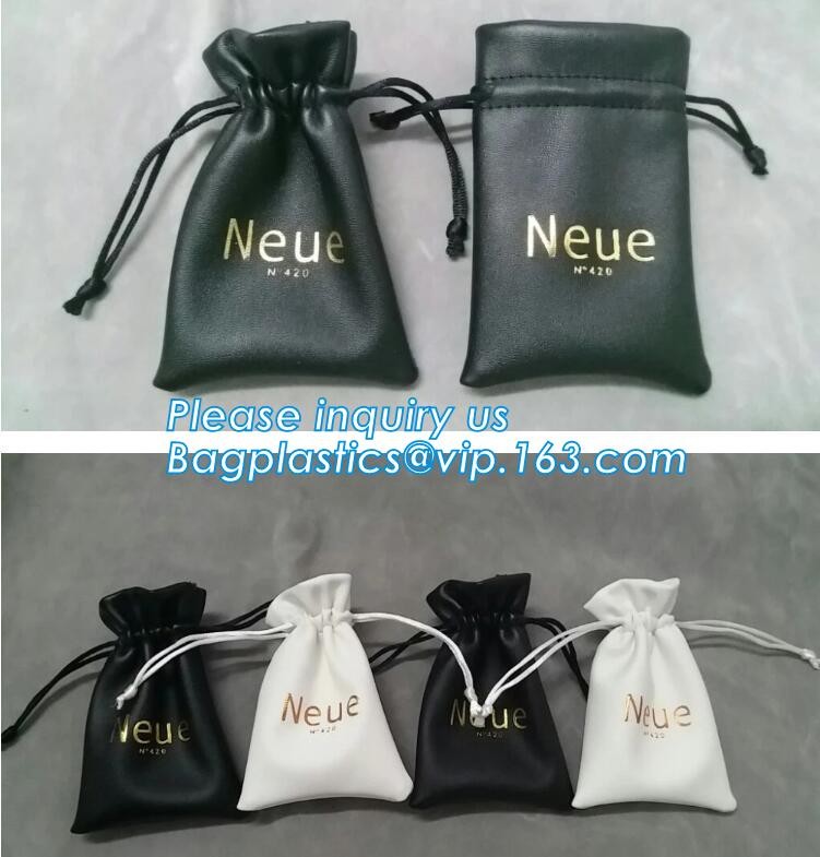 Custom Name Stamping PU Leather Drawstring Bag With Handle Waterproof Promotional Black Drawstring Bag Promotional Detai