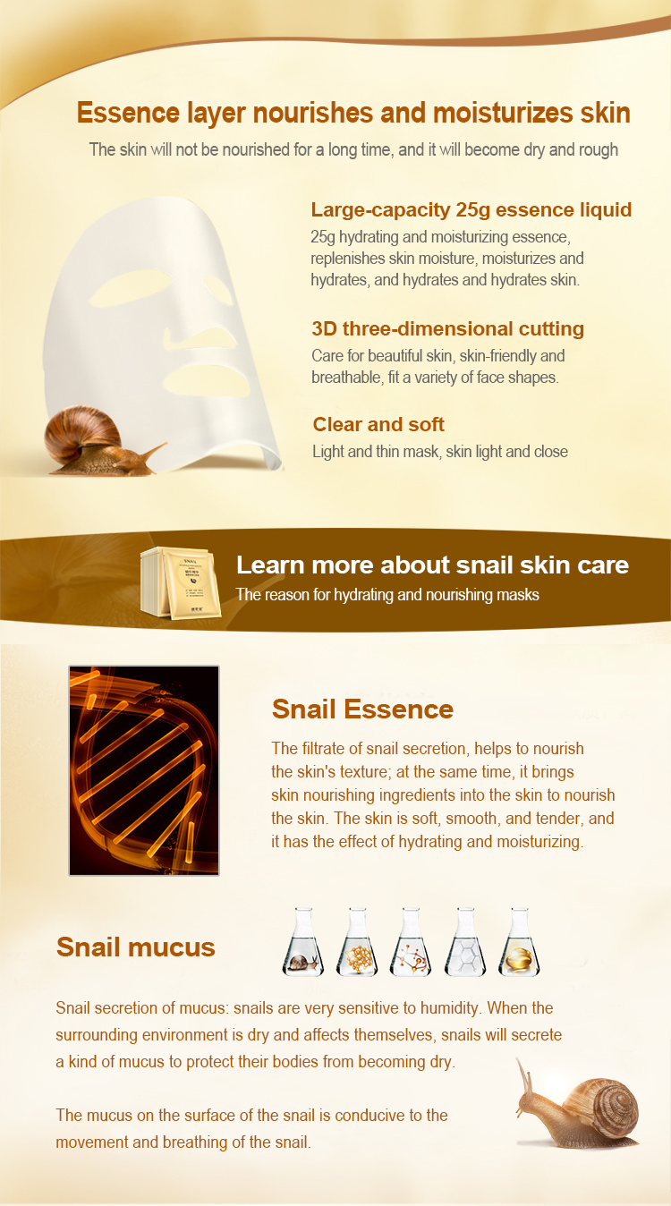 Brightening Mascarilla Facial Essence Korean Collagen Snail Silk Face Mask Sheet Overnight Whitening Beauty Spot Removal Mask