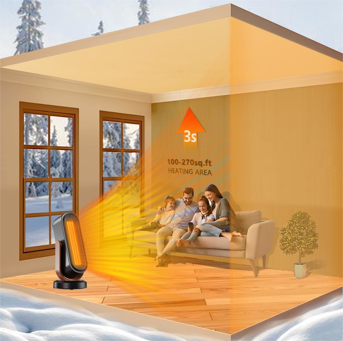 Small Desk Heater Fan With Adjust Up And Down Avaliable Over Heating Falling Protection