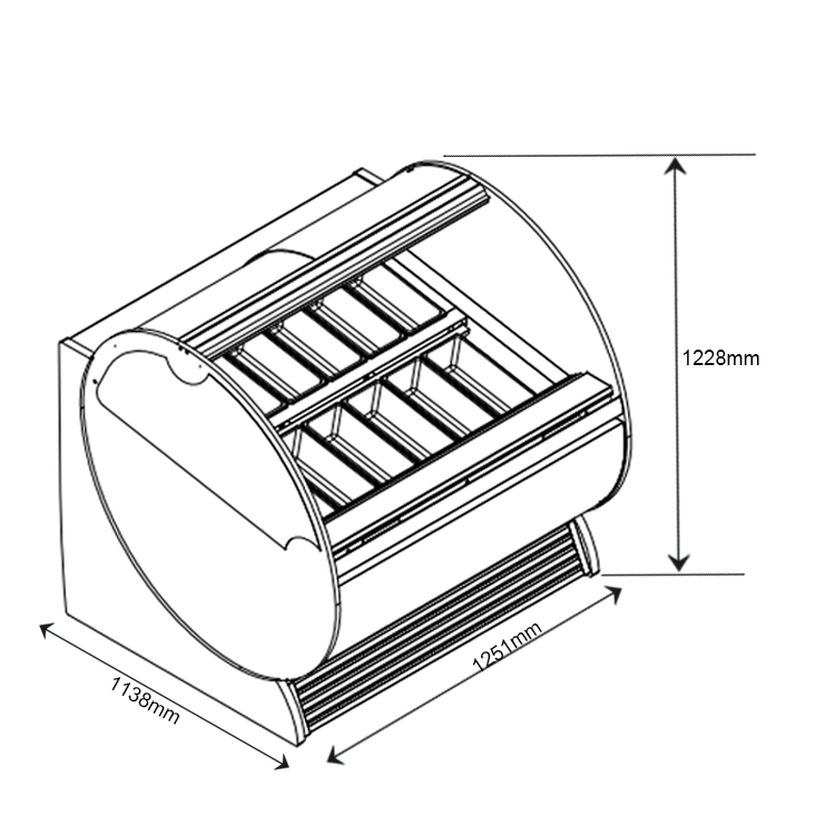 16 Pans Ice Cream Display Freezer 500L