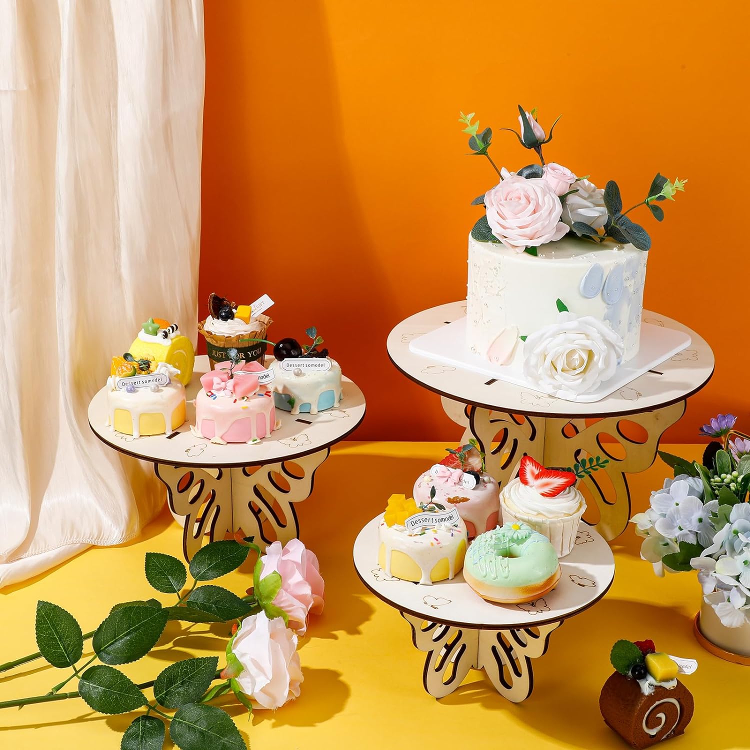 Butterfly Wood Cake Stand Wedding Baby Shower Birthday Rustic Table Centerpiece Party Decorations