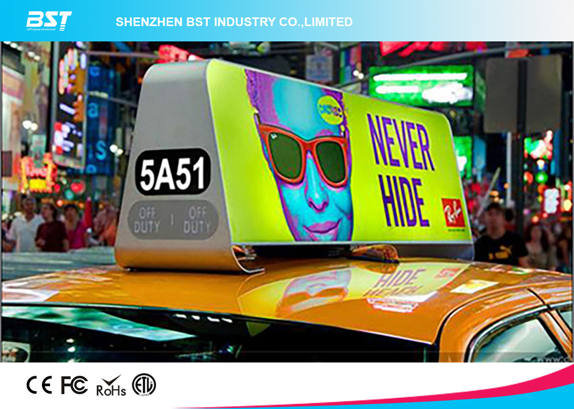 High Density P5 Taxi Led Display 1R1G1B , Taxi Roof Advertising Signs