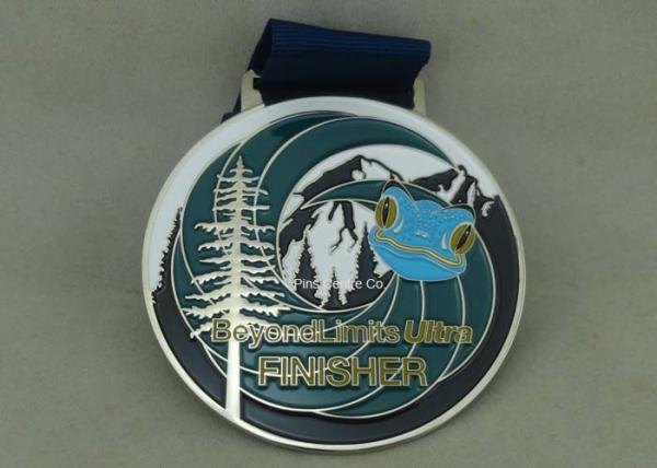 Customized Big Round Antique Enamel Medals , Brass Die Struck Running Sports