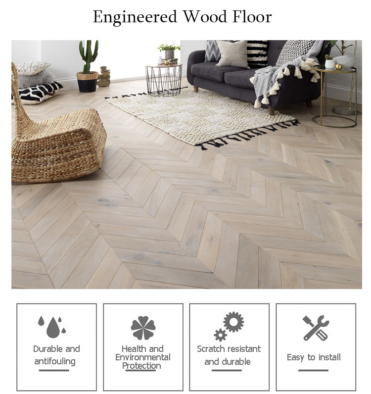 Living Room Engineered Wood Flooring Plank With Art Parquet Design