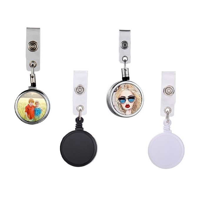 Sublimation Blank Plastic Name Tag Badge With Hidden 40mm Retractable Rope Diy Creative Gift For Sublimation Printing