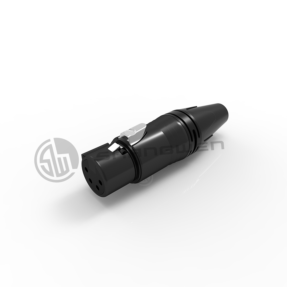 Indoor Custom XLR 4 Pin Male Female Connector Plug Socket Zinc Alloy Shell