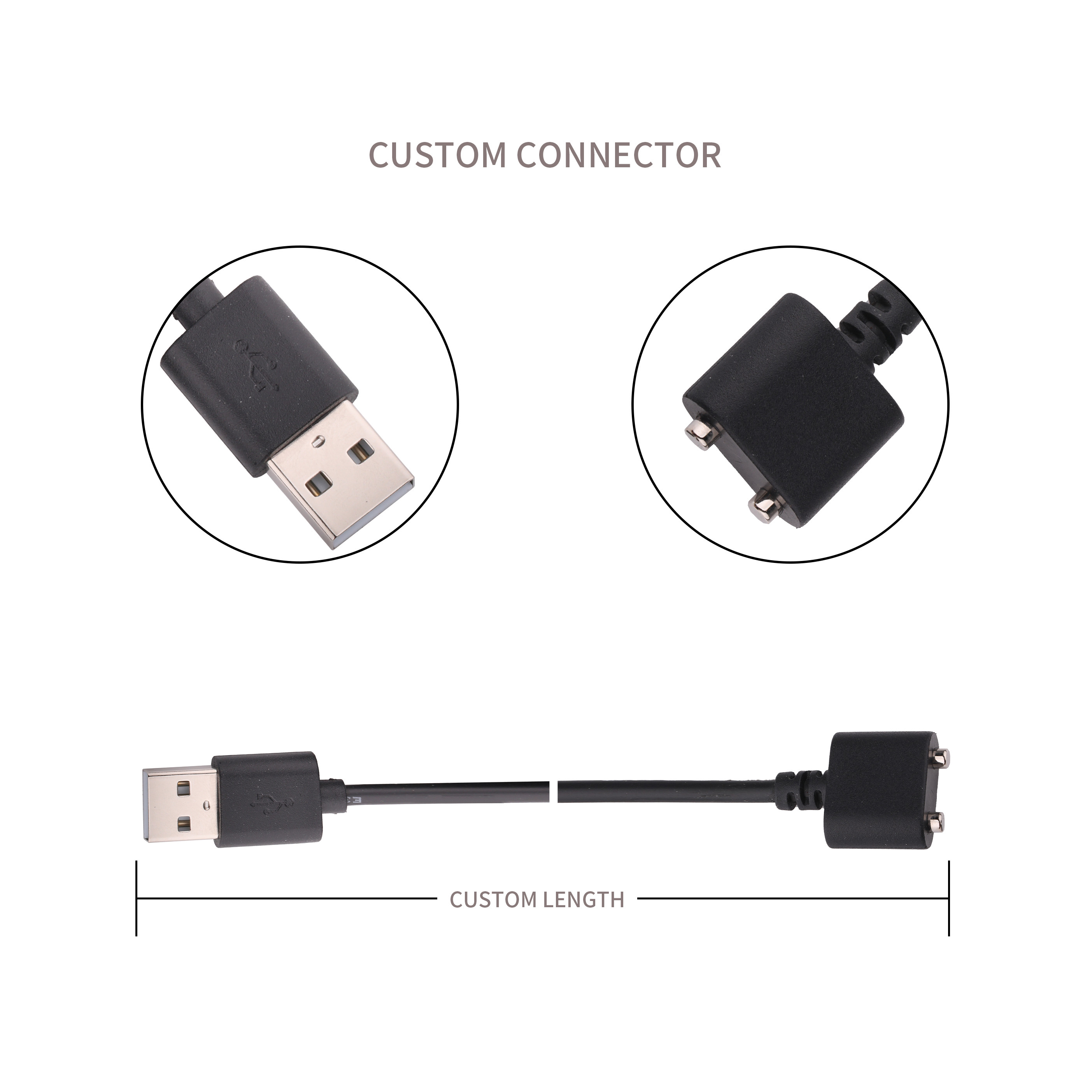 USB2.0 A CON-10921-001R to FE0-00307-001R Magnetic Connector LD-PE HF PVC 45P