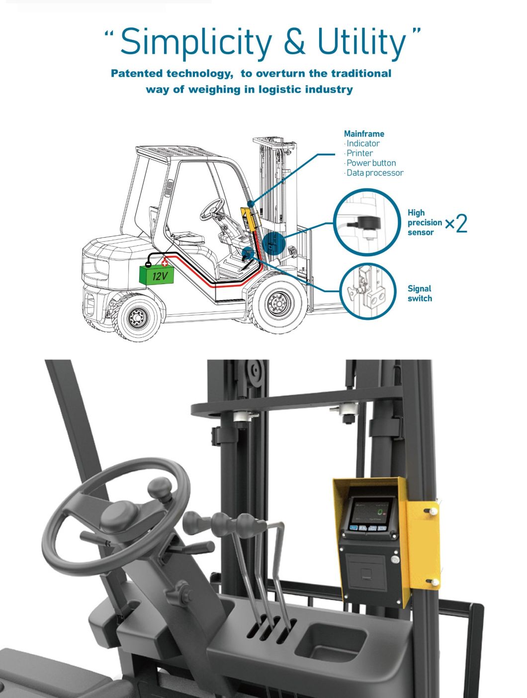 Forklift Scale System 50kg to 5ton Wireless Scale Industrial Fork Lift Truck Weigh-in-Motion Scales