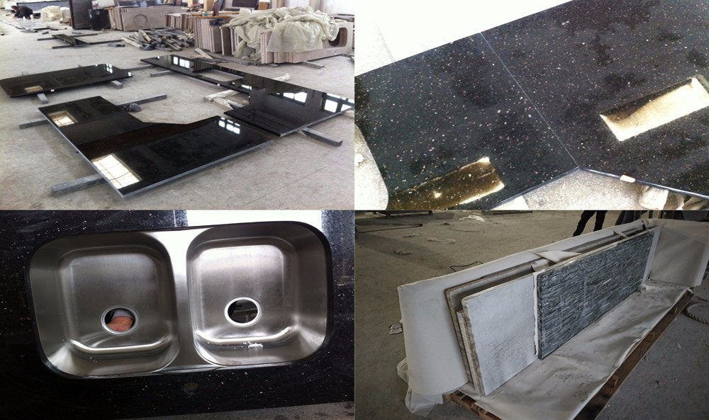 Custom Cut Hard Surface Kitchen Countertops With Vein , Stone Kitchen Worktops