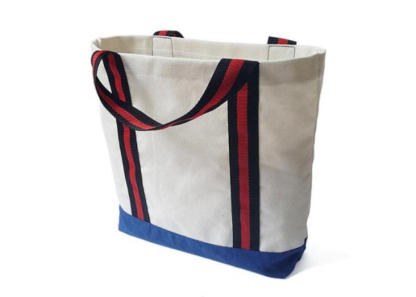 Quality White And Blue Canvas Tote Bags Grocery Reusable Canvas Shopping Bags for sale