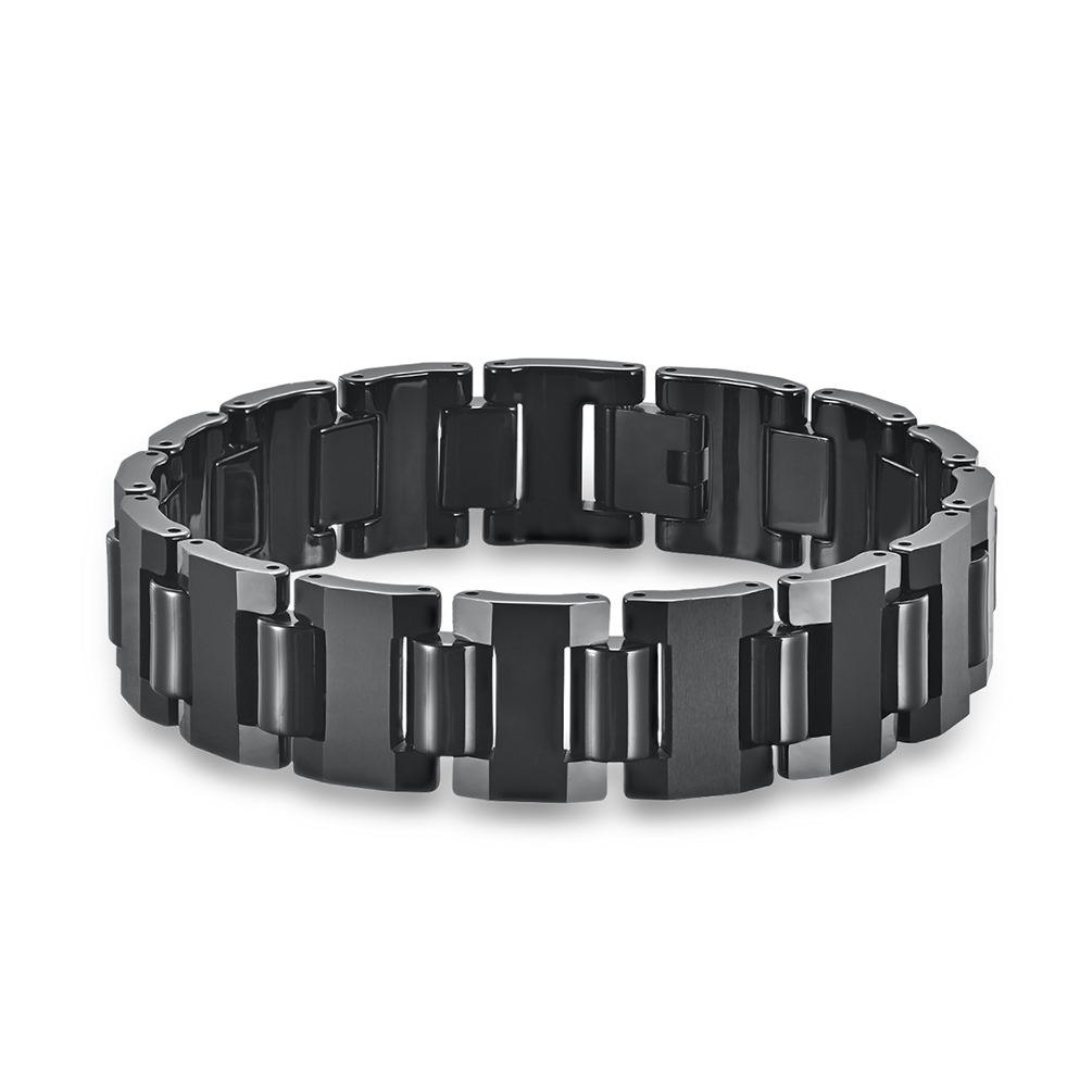 Wide Multilayer Braided Leather Stainless Steel Bracelet For Men