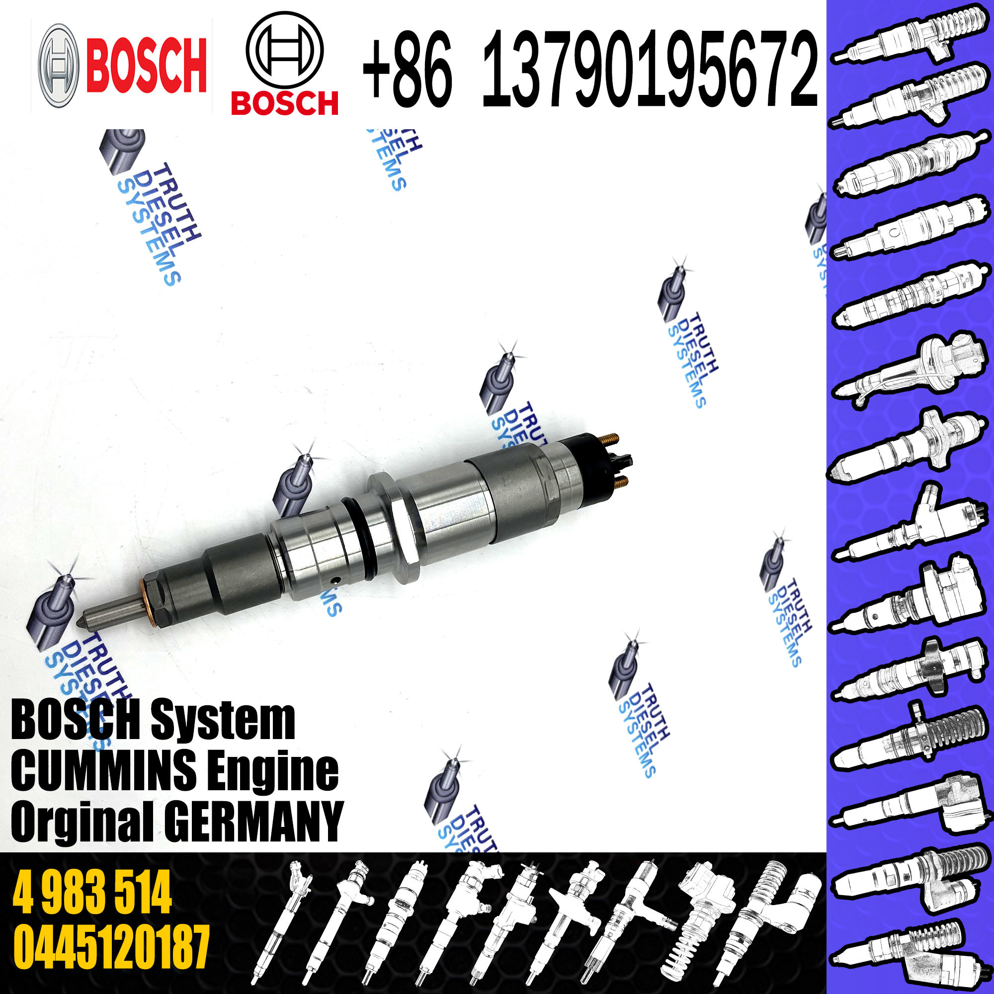 Original Diesel Engine Fuel Injector 0445120187 5256034 4983514 68210512AA 0986435573 F00E200419