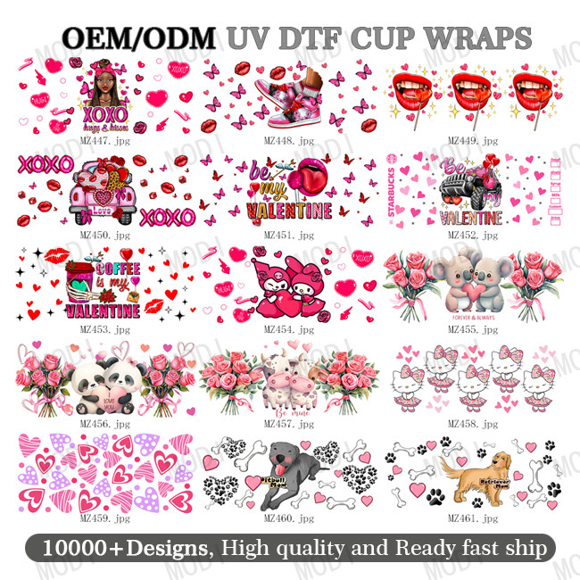 Valentine'S Day UV DTF Transfers For Cups Wraps Custom Logo Libbey Glass Tumbler