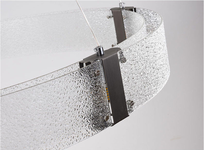 Water Pattern Glass Lampshade Modern Ring Chandelier G9 Brushed Gold Black