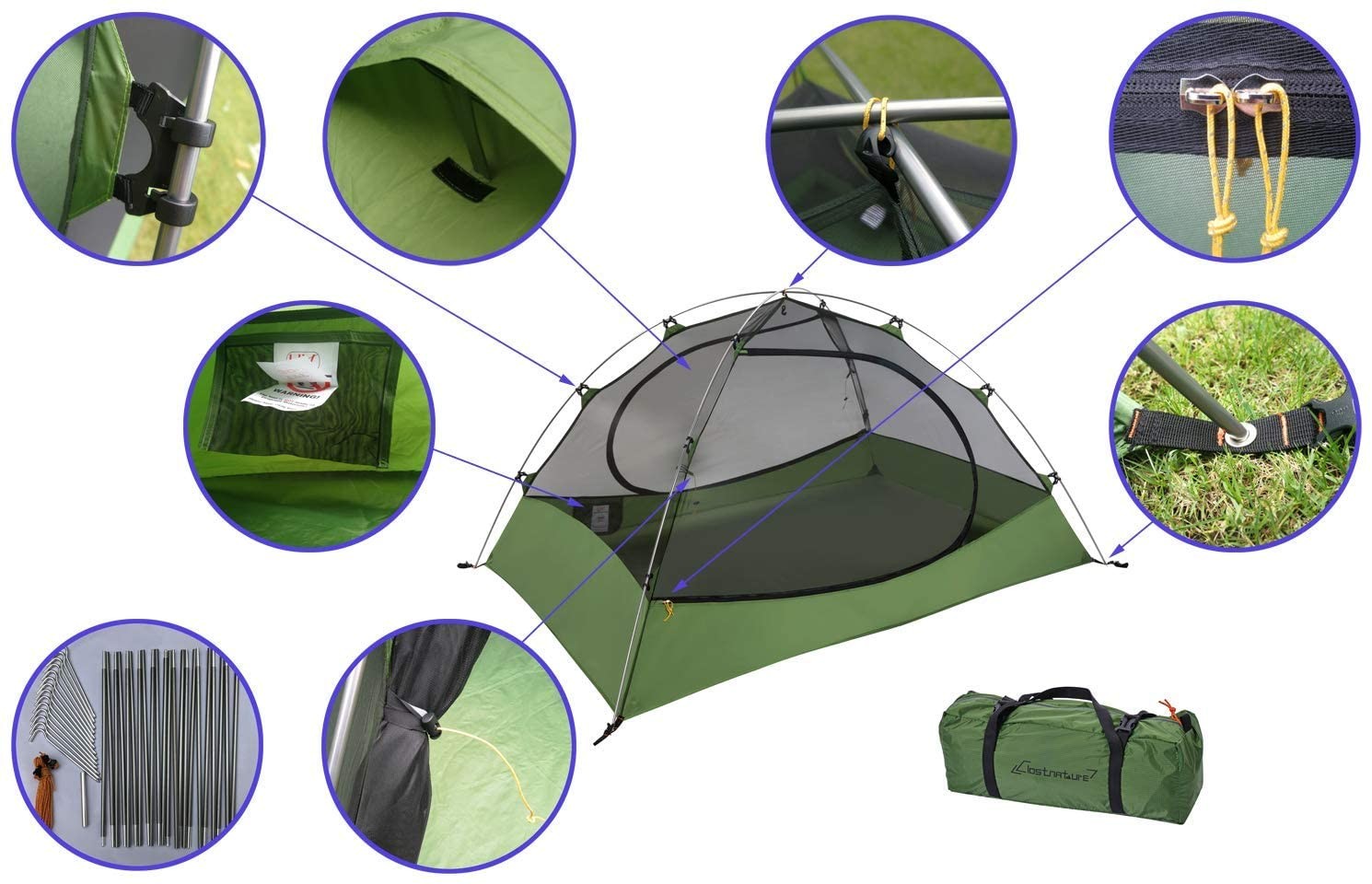 3 Season PU5000mm Ultralight Camping Tent For Family