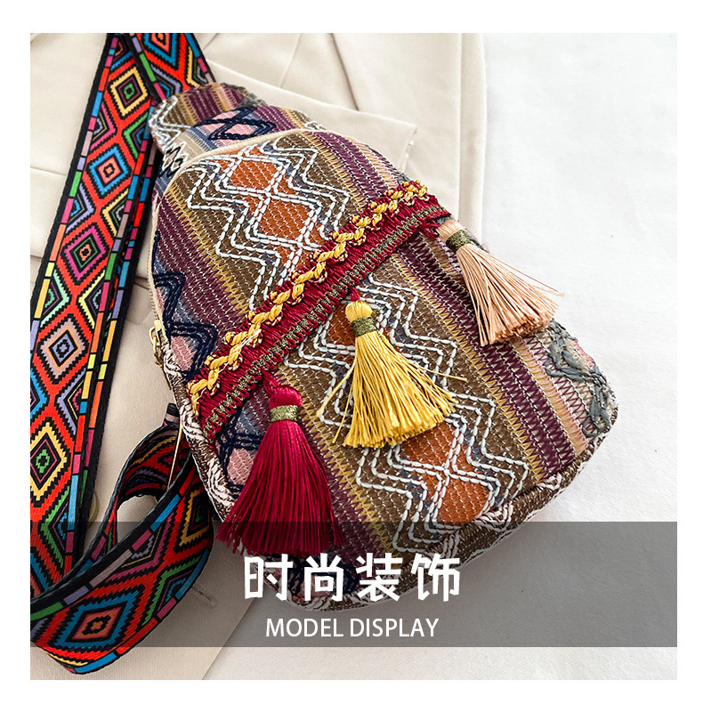 NEW CHINESE FASHION SINGLE SHOULDER CROSSBODY BAG NET RED SIMPLE ETHNIC STYLE SMALL BAG TEXTURE CHEST BAG WOMEN'S BAG