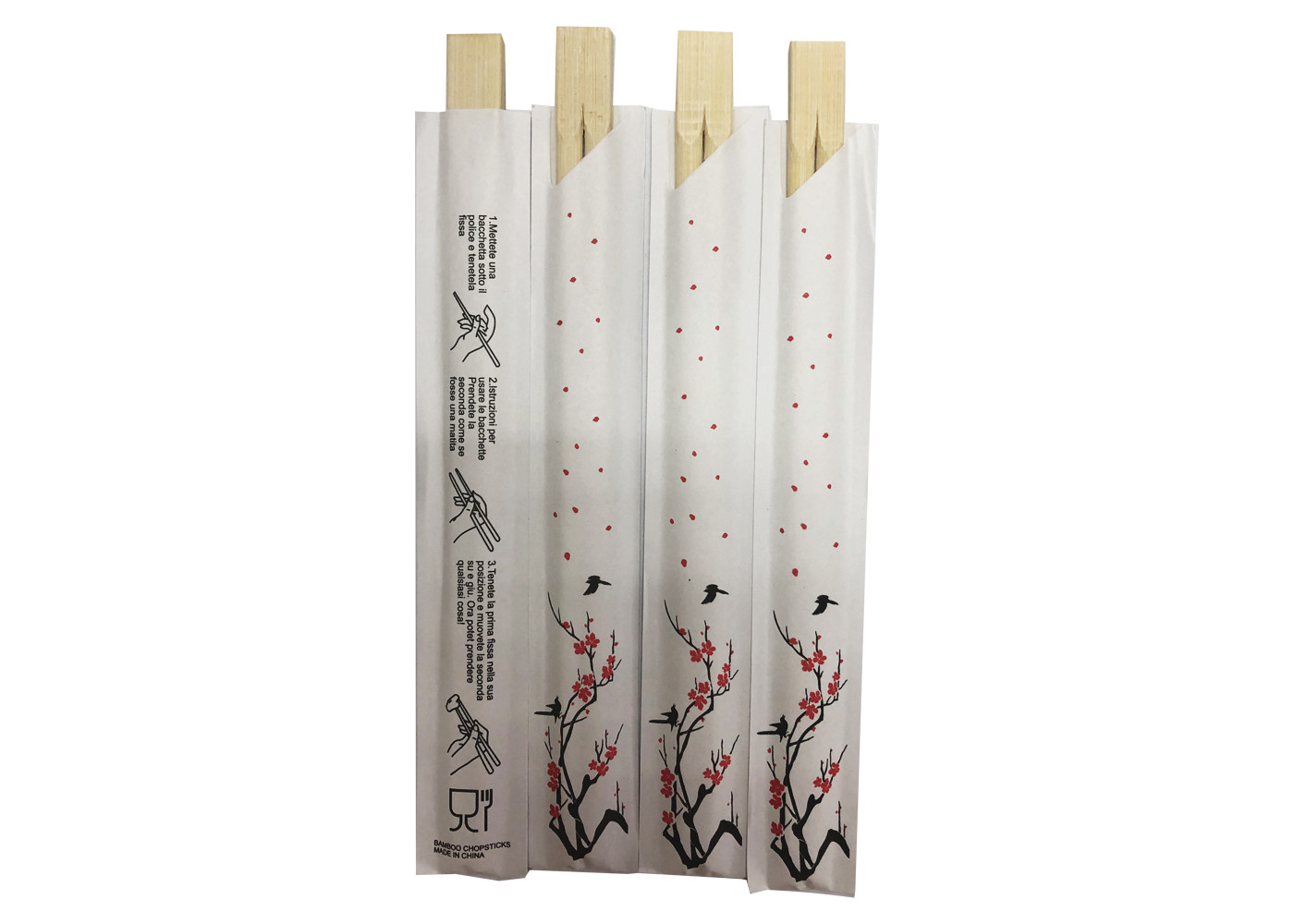 Disposable Paper Sleeve Twins Bamboo Chopsticks For Restaurants