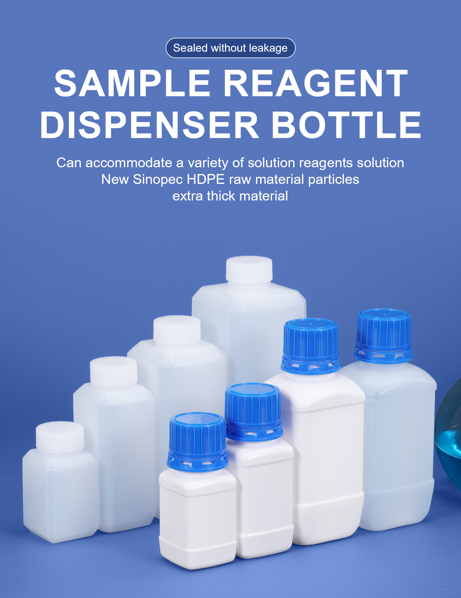 HDPE Translucent Plastic Chemical Reagent Bottle Laboratory Plastic Containers 1L