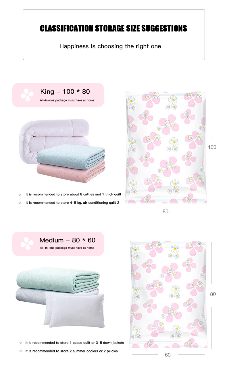 Room Space Selection Support Clear Vacuum Sealing Bags for Comforters Blankets and Clothes