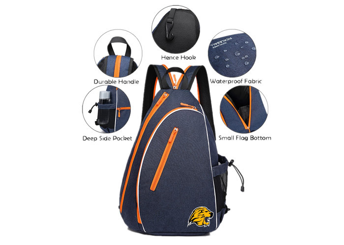 Orange Pickleball Racket Bag Anti Theft Crossbody Sling Bag Waterproof With Fence Hook