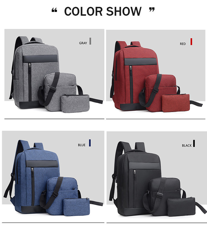 Black ODM Unisex Backpack Sets Business 3 In 1 Laptop Backpack Set School