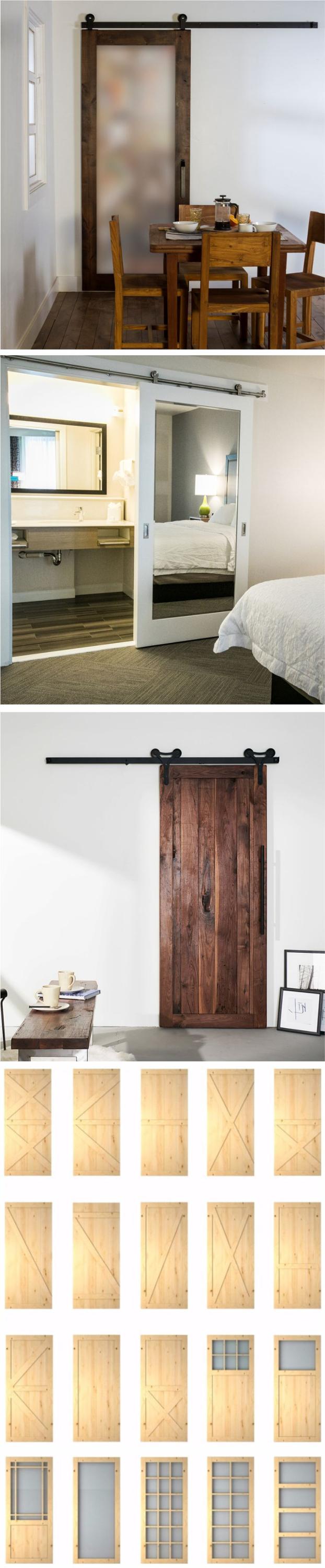 wholesale 100% solid wood sliding barn doors with glass insert