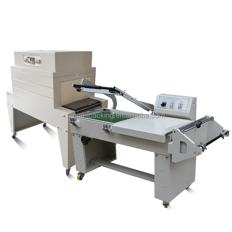 New design 2 in 1 L bar sealer L type sealing cutting machine and BS-A450 heat shrink tunnel packaging machine