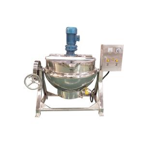 jacketed kettle with scrapping stirrer/double layer cooker with mixer